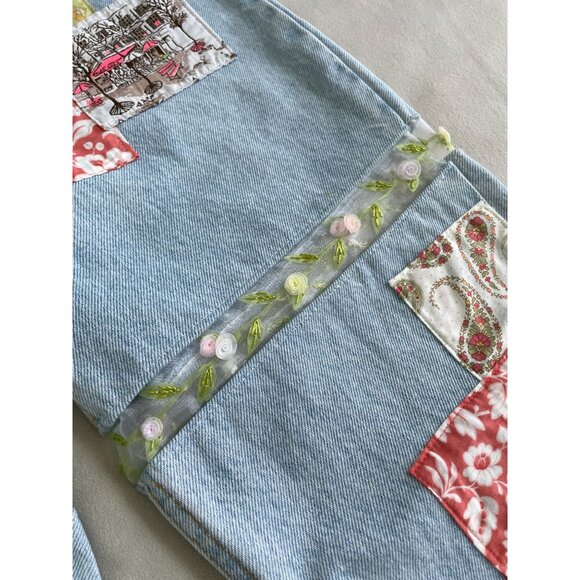 VTG Custom Patchwork LEVIS Jeans Angelina Vanelli Boho Embellishments Design - Picture 9 of 16
